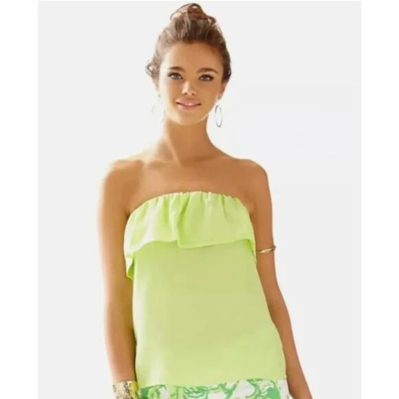 Lilly Pulitzer Tops - Lilly Pulitzer Women Silk Ginny Top Small Lime Green Coastal Y2K Summer Vacation